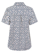Womens Short Sleeve Blouse with Removable Tie - Pink Spot Print Blouses Arcaras
