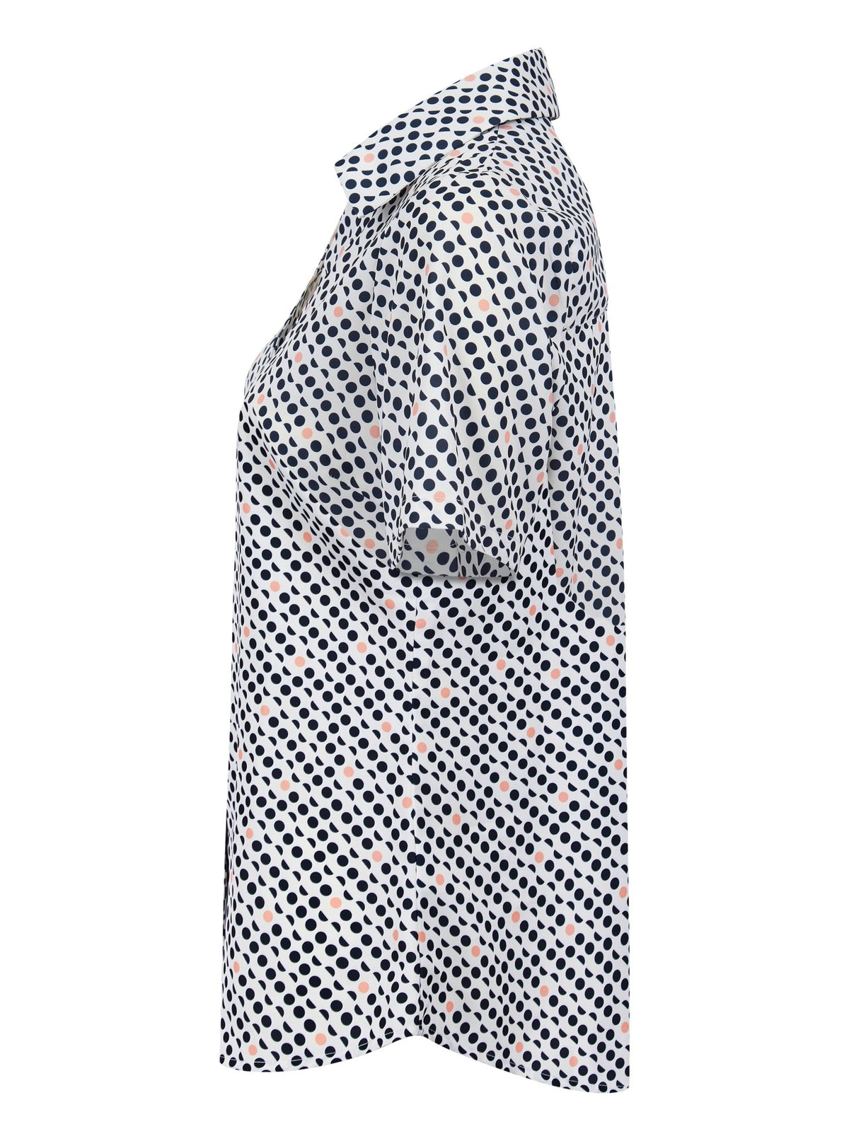 Womens Short Sleeve Blouse with Removable Tie - Pink Spot Print Blouses Arcaras