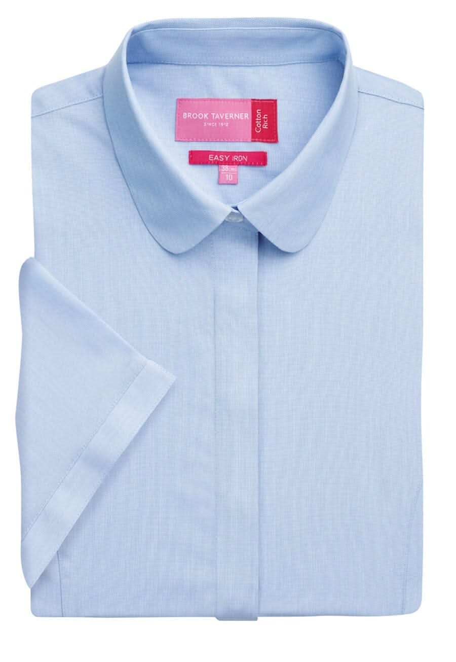 Soave Semi-Fitted Ladies Office Shirt Womens Short Sleeve Shirts Brook Taverner Sky Blue 6