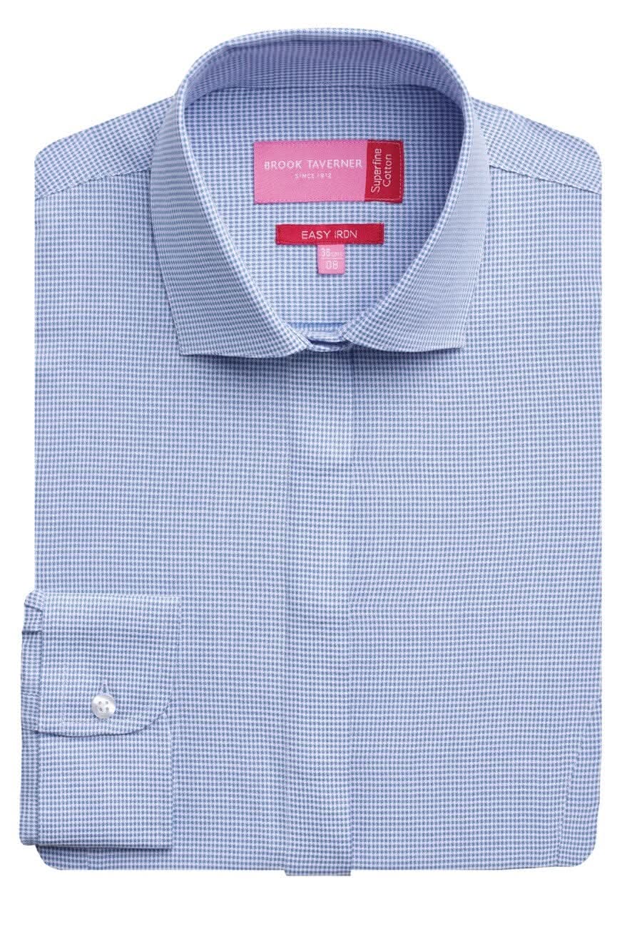 Lugano Ladies Houndstooth Blouse Womens Long Sleeve Shirts Brook Taverner Blue Houndstooth 6