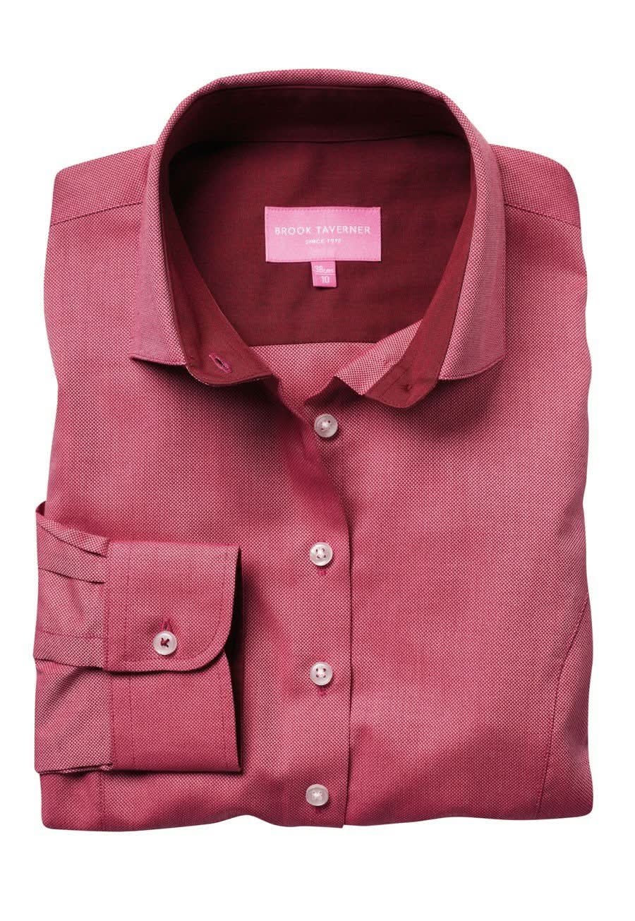 Aspen Tailored Fit Ladies Oxford Shirt Womens Long Sleeve Shirts Brook Taverner Red 6