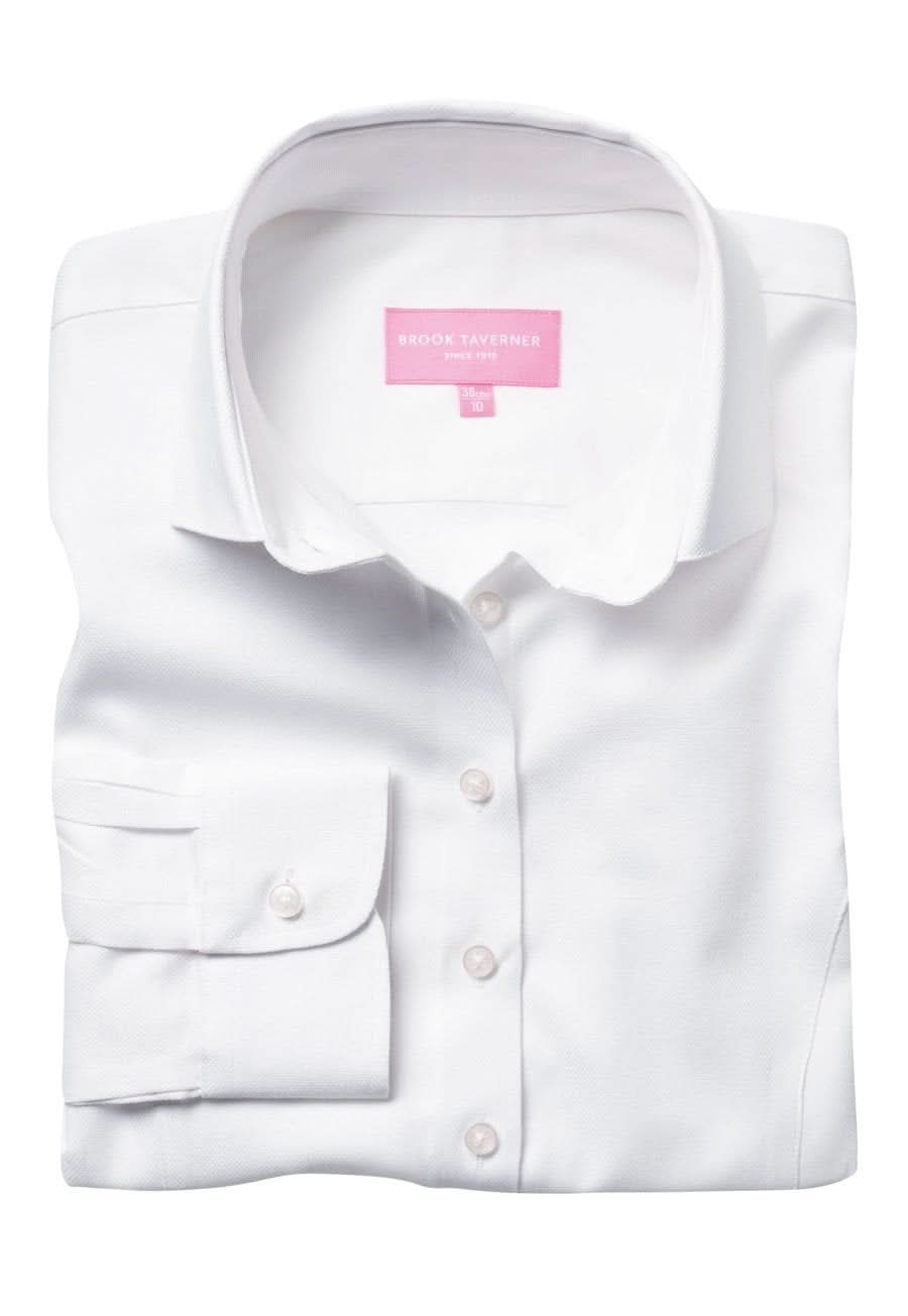 Aspen Tailored Fit Ladies Oxford Shirt Womens Long Sleeve Shirts Brook Taverner White 6