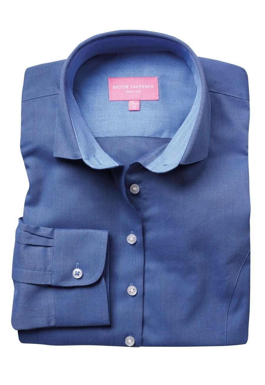 Aspen Tailored Fit Ladies Oxford Shirt Womens Long Sleeve Shirts Brook Taverner Blue 6