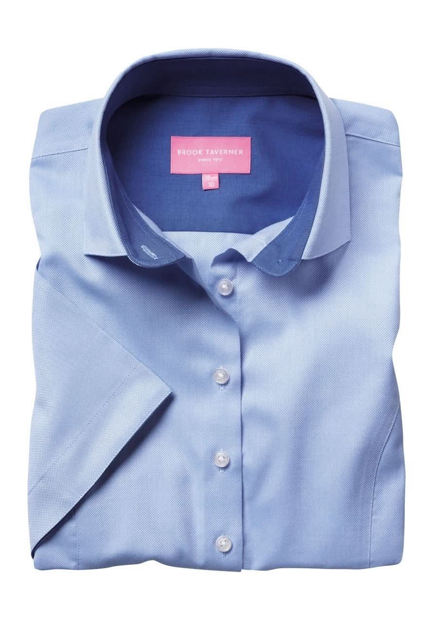 Victoria Ladies Royal Oxford Shirt Womens Short Sleeve Shirts Brook Taverner Sky 6