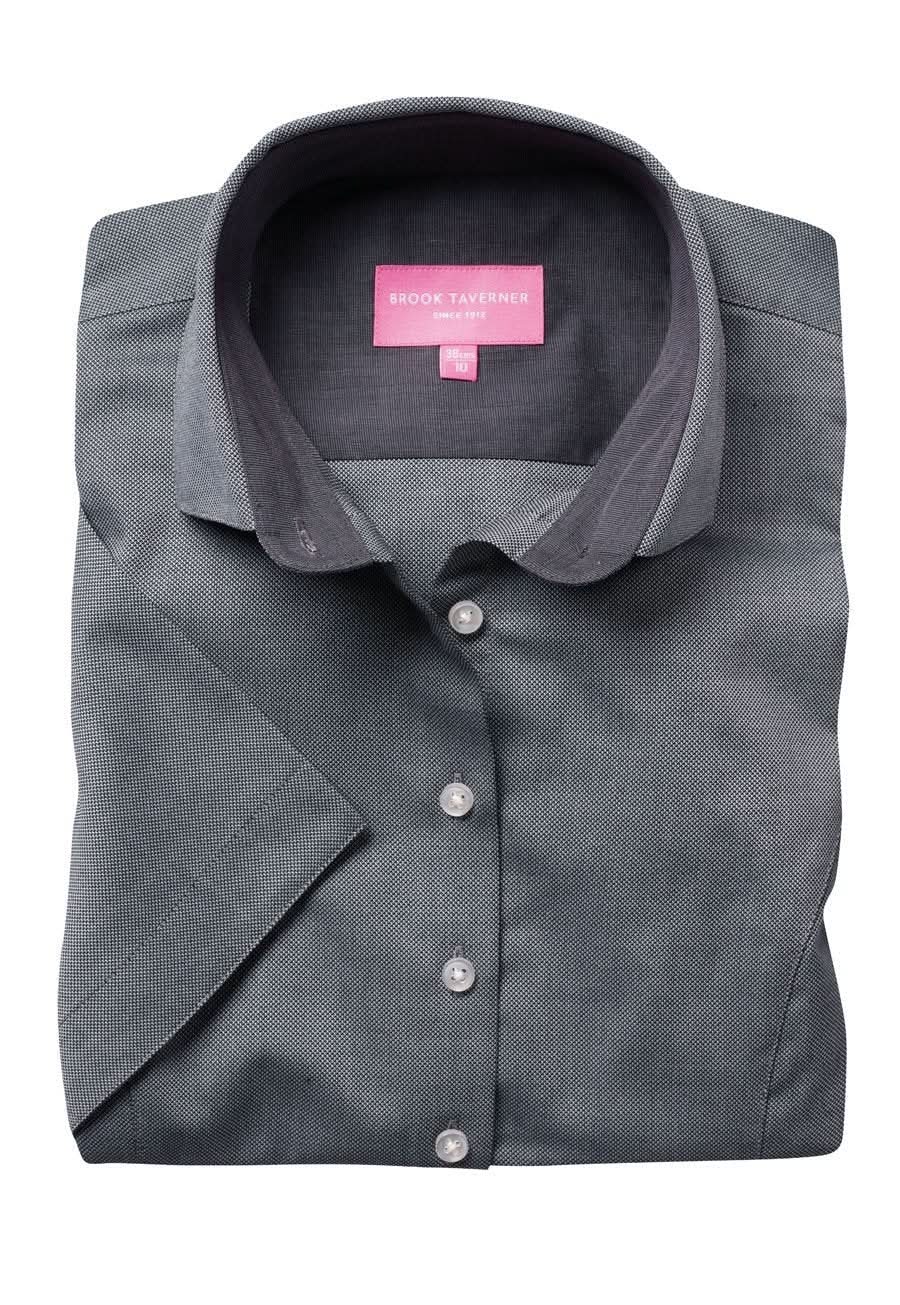 Victoria Ladies Royal Oxford Shirt Womens Short Sleeve Shirts Brook Taverner Grey 6