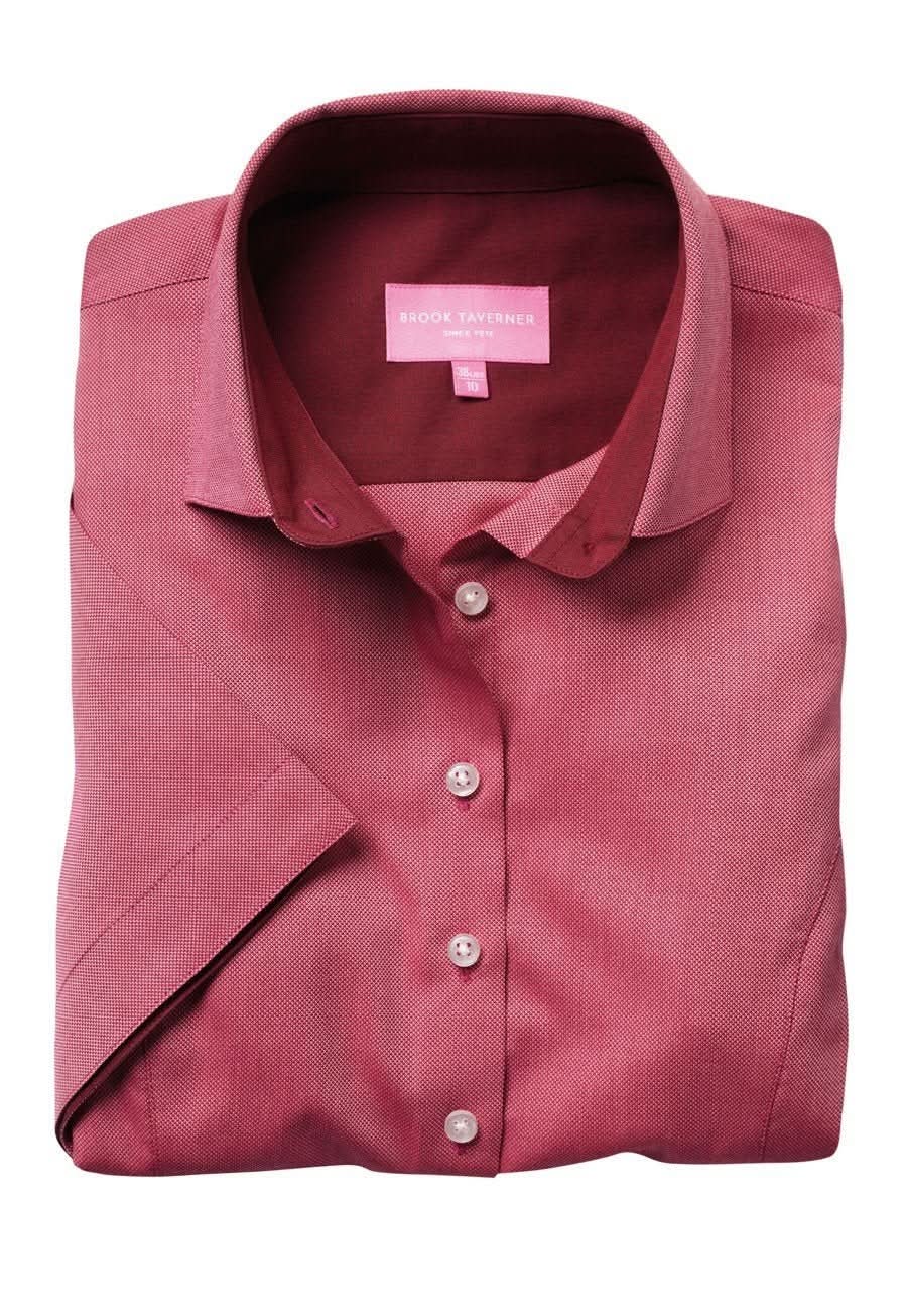Victoria Ladies Royal Oxford Shirt Womens Short Sleeve Shirts Brook Taverner Red 6