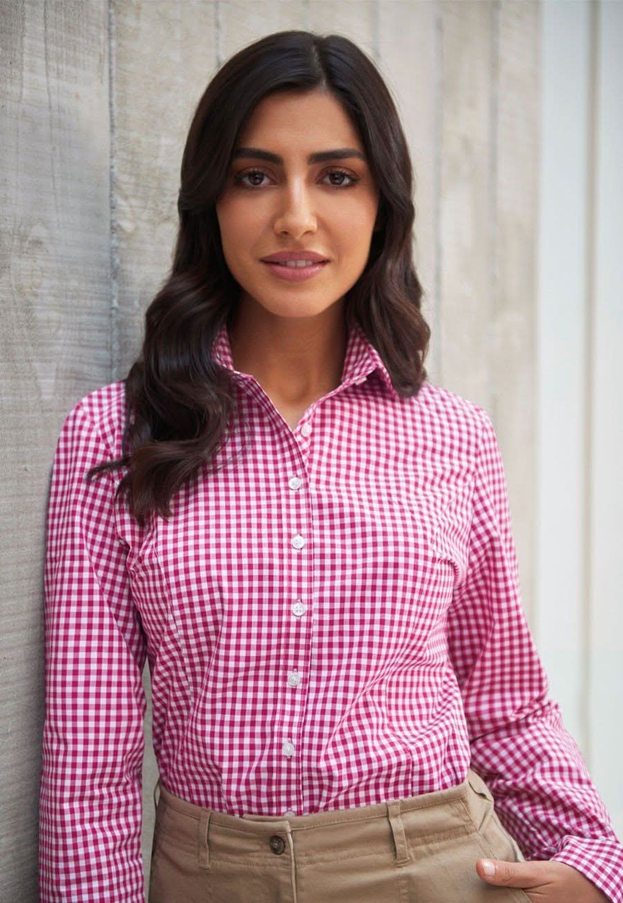 Kansas Ladies Gingham Shirt Womens Long Sleeve Shirts Brook Taverner