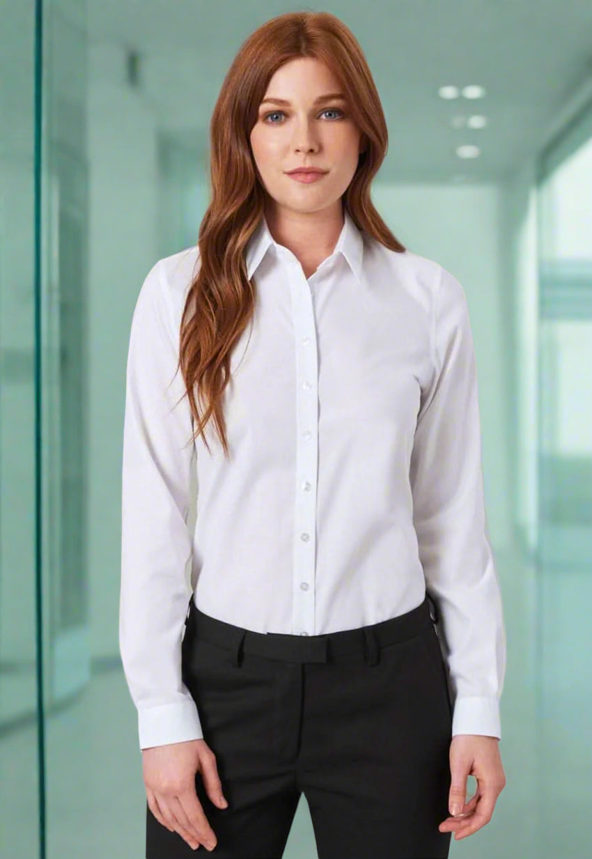 Silvi Ladies Long Sleeve Shirt Womens Long Sleeve Shirts Brook Taverner White 4
