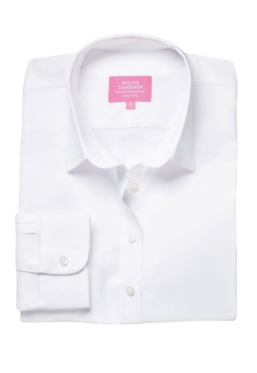 Albany Ladies Tailored Fit Oxford Shirt Womens Long Sleeve Shirts Brook Taverner White 6