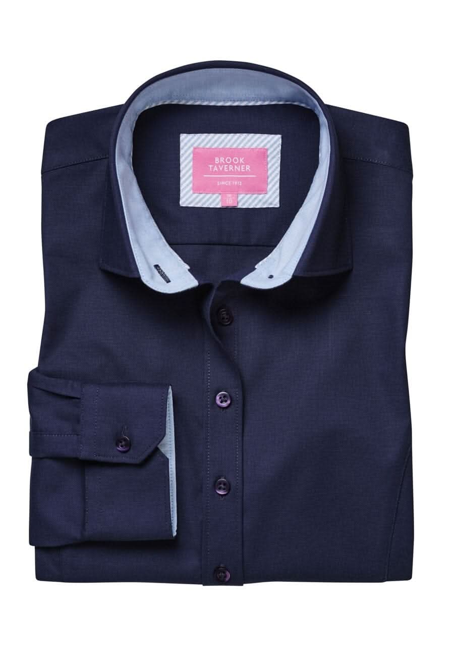 Mirabel Ladies Oxford Shirt Womens Long Sleeve Shirts Brook Taverner Navy 6