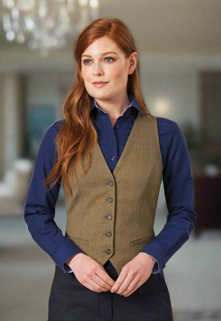 Olivia Check Ladies Waistcoat Ladies Waistcoat Brook Taverner Green Check XS
