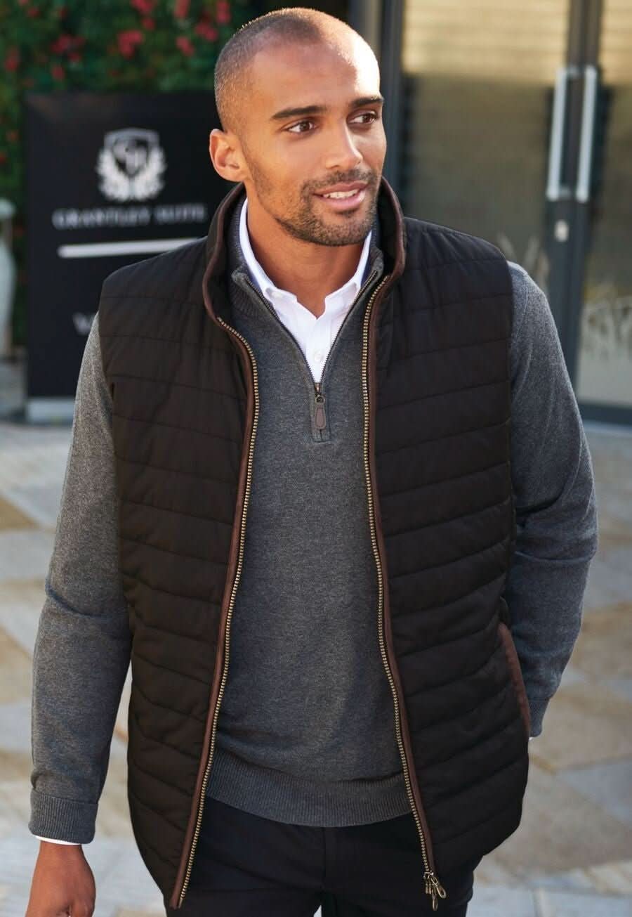 Tampa Quilted Mens Gilet Jacket Mens Bodywarmer Brook Taverner Black XS
