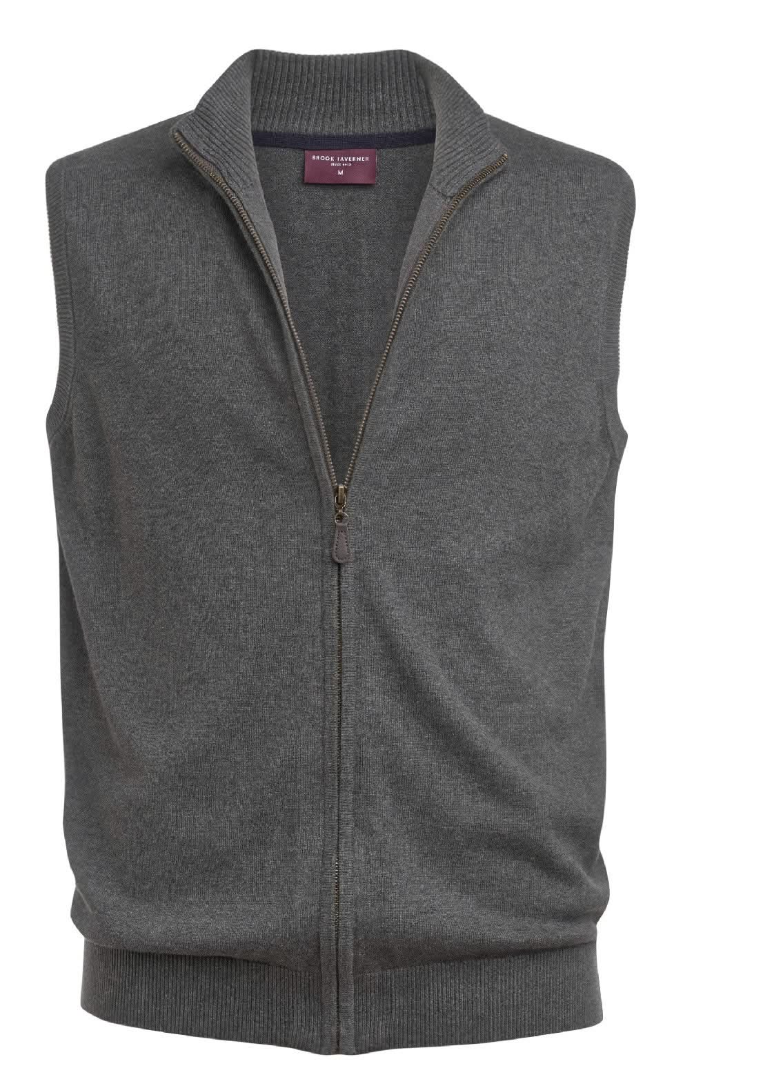 Lincoln Mens Knitted Gilet Mens Knitwear Brook Taverner Charcoal XS