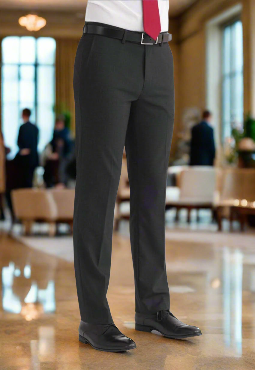 Monaco Mens Tailored Fit Trouser Mens Suit Trouser Brook Taverner Charcoal 28 Short (29.5")