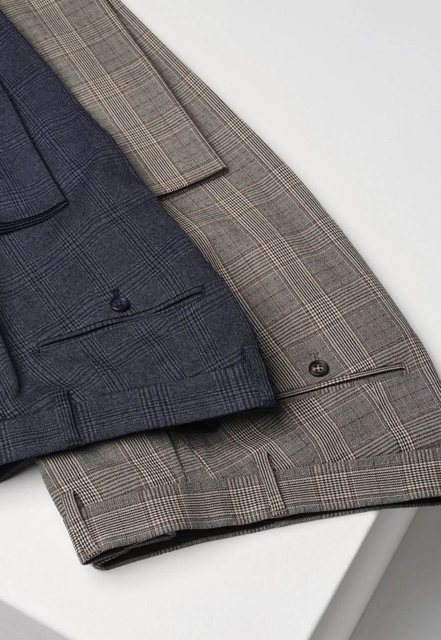 8934: Fabian Mens Slim Fit Checked Trouser Mens Suit Trouser Brook Taverner