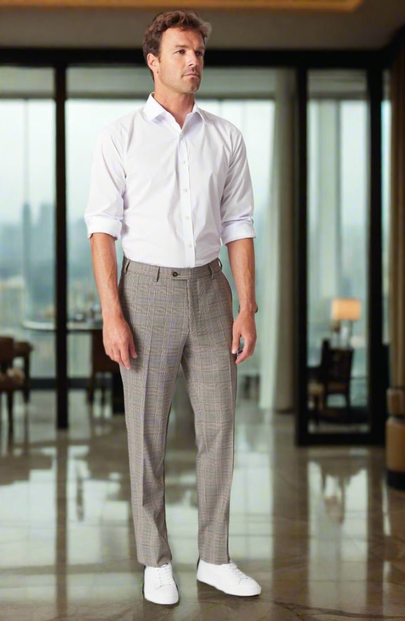 8934: Fabian Mens Slim Fit Checked Trouser Mens Suit Trouser Brook Taverner
