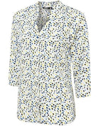 April Ladies 3/4 Sleeve Blouse Blouses Vortex Designs Yellow/Blue 6