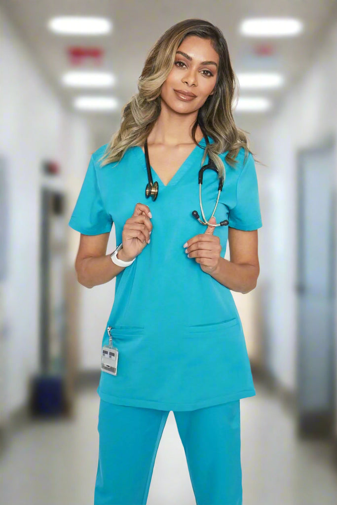 Ari (2 Pocket) Simki Scrub Top - The Staff Uniform Company