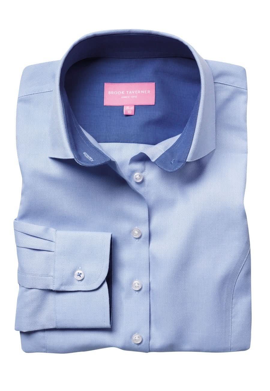 Aspen Tailored Fit Ladies Oxford Shirt Womens Long Sleeve Shirts Brook Taverner Sky 6