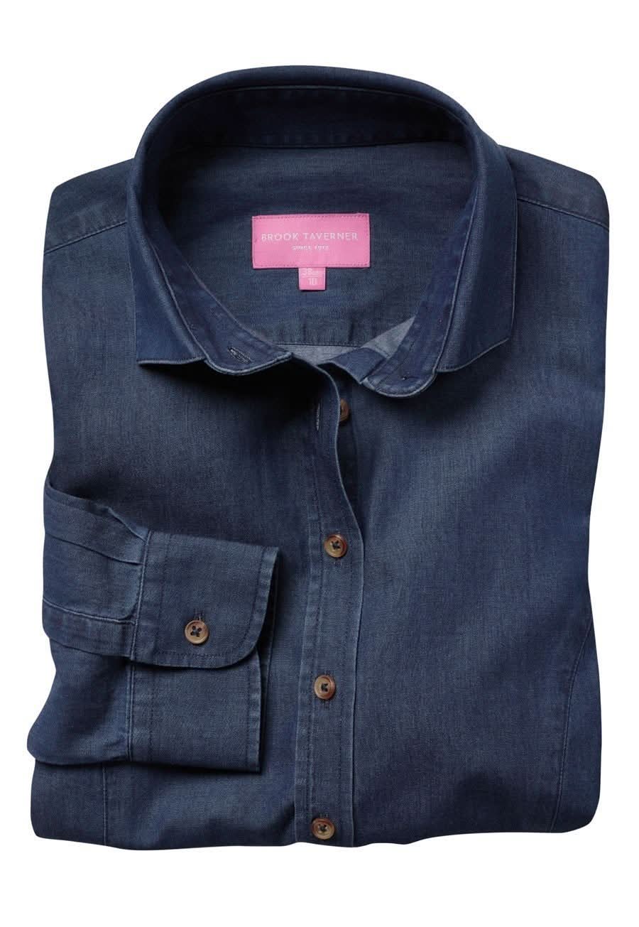 Banff Denim Look Ladies Shirt Womens Long Sleeve Shirts Brook Taverner Denim 6