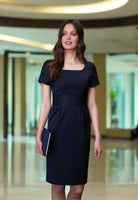 Bordeaux Women's Curved Neck Dress Dresses Brook Taverner