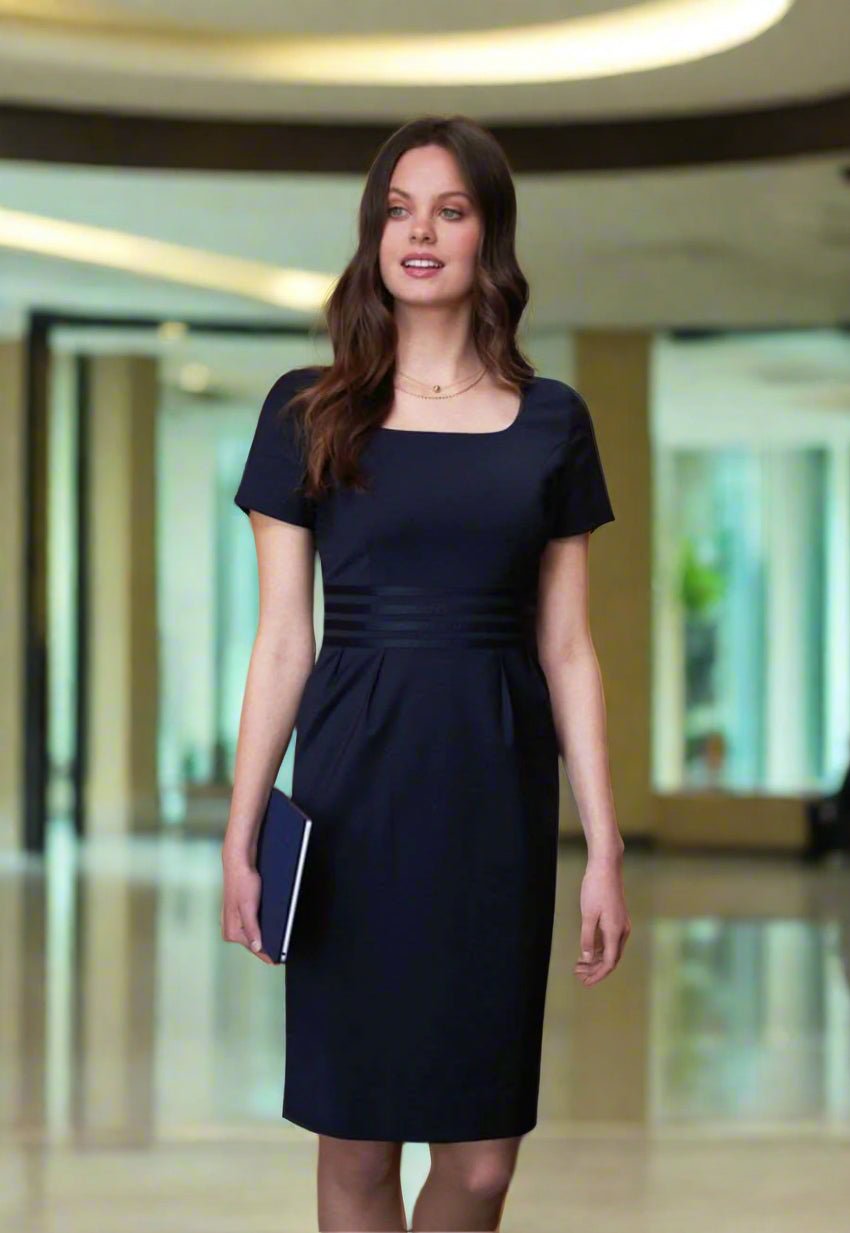 Bordeaux Women's Curved Neck Dress Dresses Brook Taverner