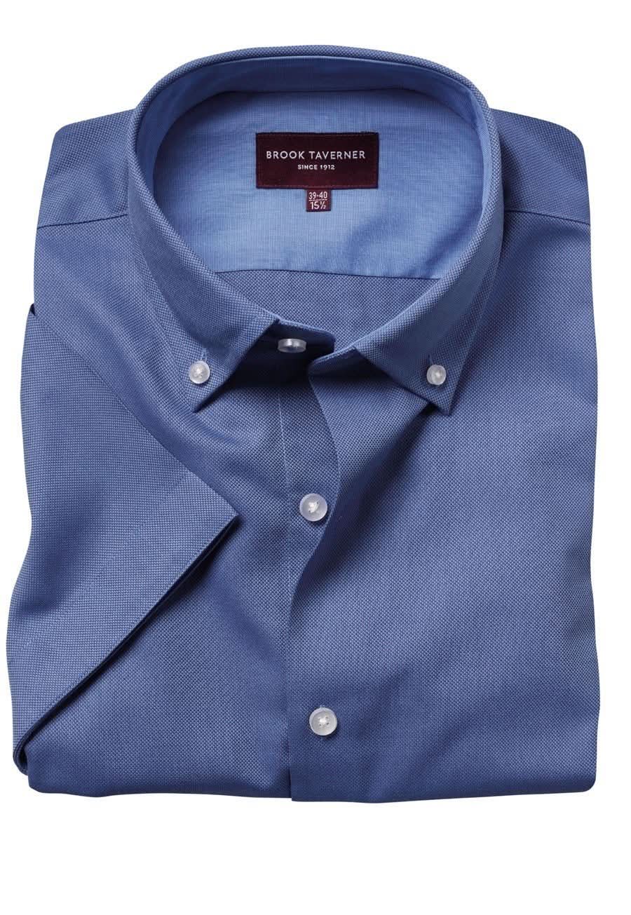 Calgary Mens Short Sleeve Oxford Shirt Mens Short Sleeve Shirts Brook Taverner Blue 14.5"