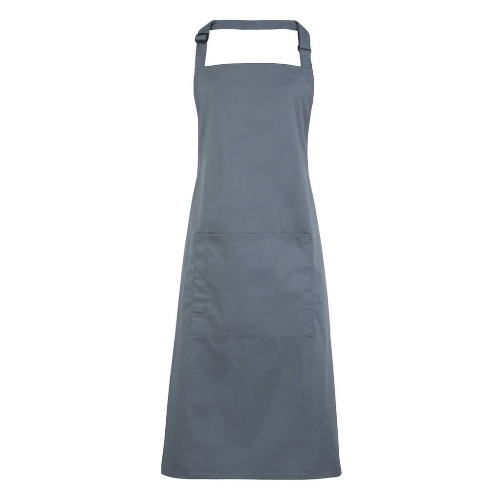 Colours Bib Apron - with Pocket Aprons Premier Steel 