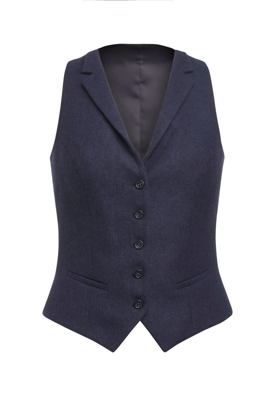 Greenville Women's Tweed Waistcoat Ladies Waistcoat Brook Taverner Navy Herringbone XS