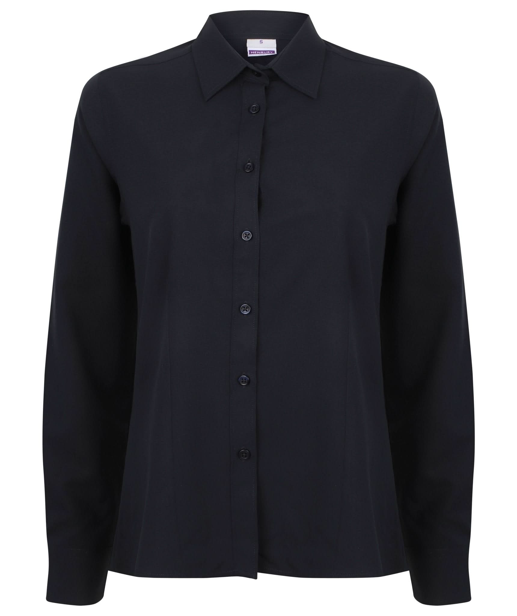 HB591: Ladies Long Sleeve Wicking Shirt Womens Long Sleeve Shirts Henbury Navy XS