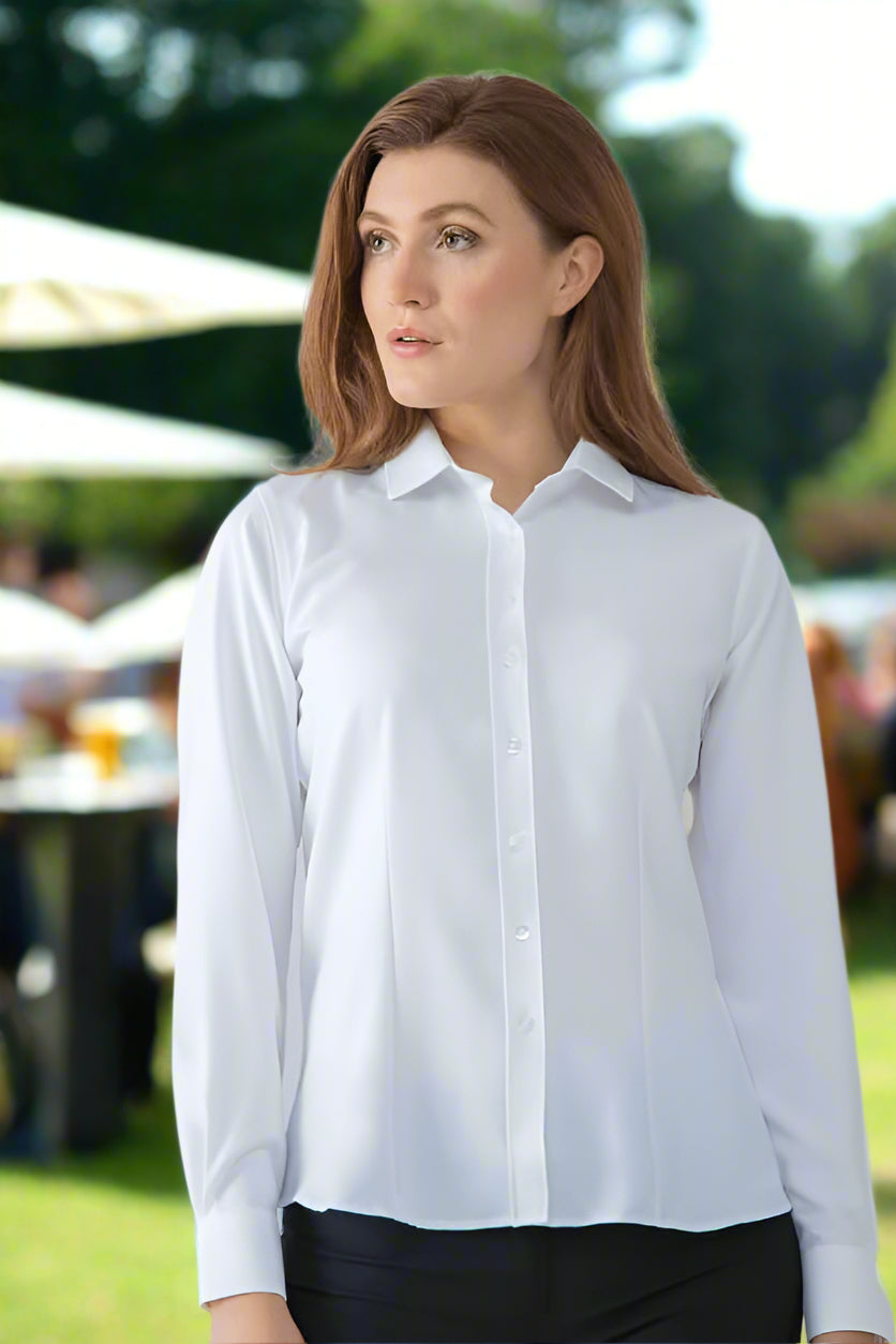 HB591: Ladies Long Sleeve Wicking Shirt Womens Long Sleeve Shirts Henbury White XS