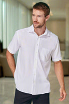 HB595: Mens Short Sleeve Wicking Shirt Mens Short Sleeve Shirts Henbury White S