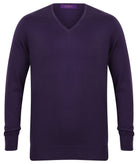 HB720: Mens V-Neck Jumper Mens Knitwear Henbury Purple 2XS