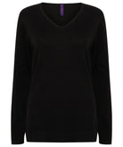 HB721: Ladies V-Neck Jumper Womens Knitwear Henbury Black 2XS