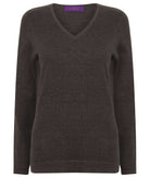 HB721: Ladies V-Neck Jumper Womens Knitwear Henbury Grey Marl 2XS