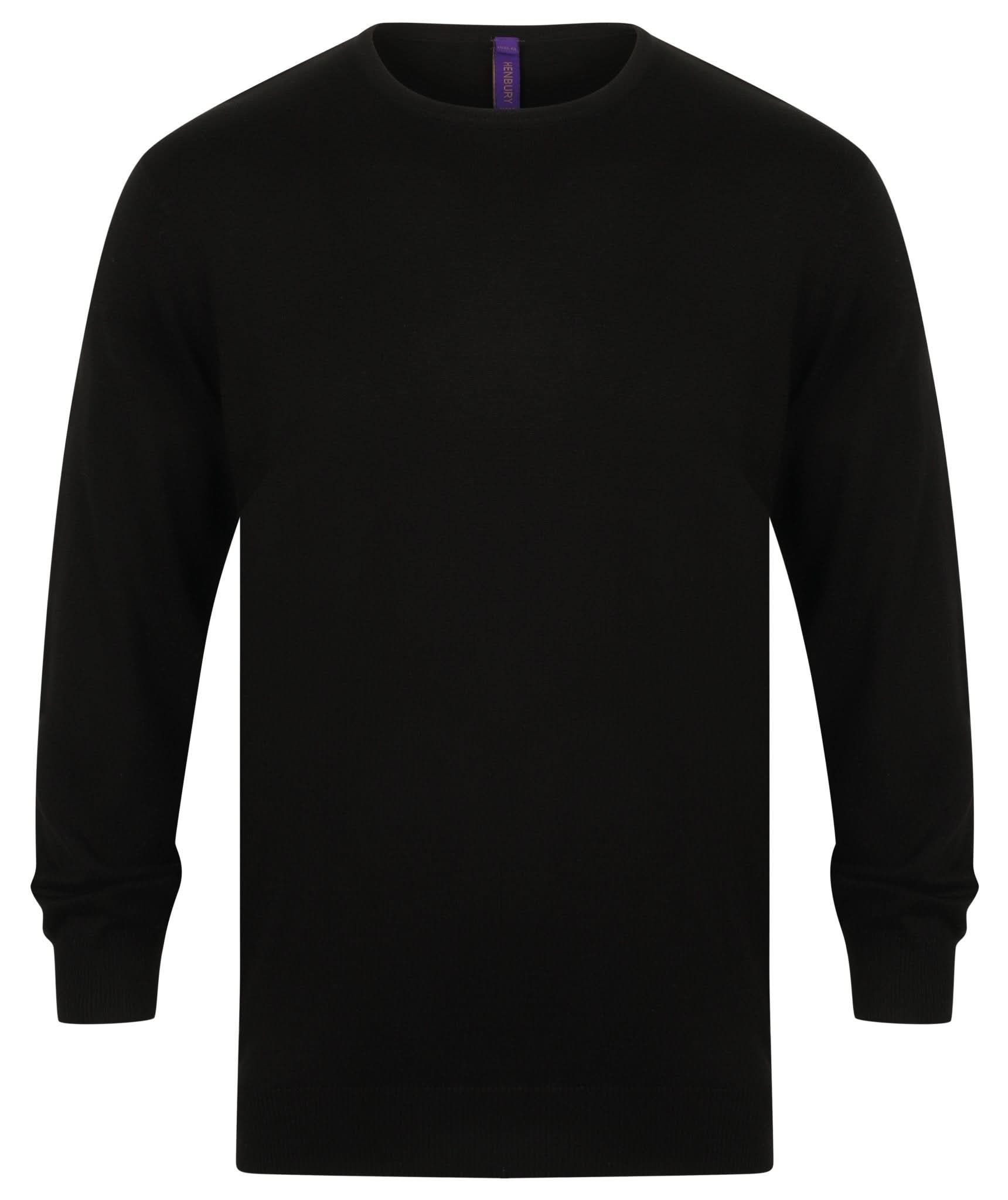 HB725: Mens Crew Neck Jumper Mens Knitwear Henbury Black S