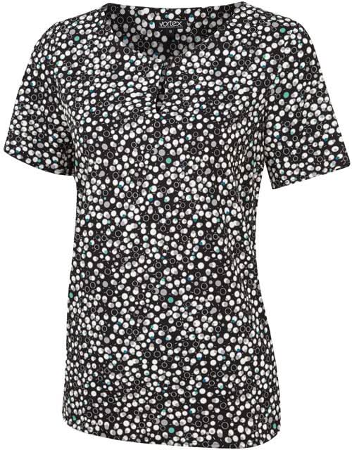 Imogen Ladies Keyhole Blouse Blouses Vortex Designs Black/White 6