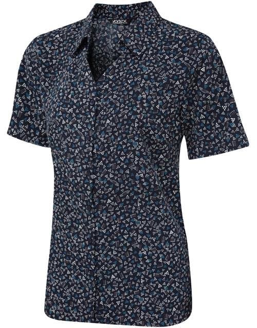 Jenni Triangle Print Ladies Blouse Blouses Vortex Designs Navy/Jade 6