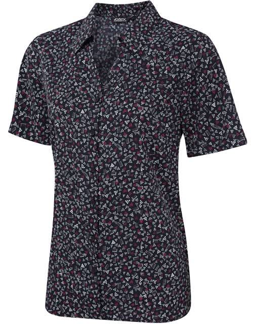 Jenni Triangle Print Ladies Blouse Blouses Vortex Designs Navy/Red 6