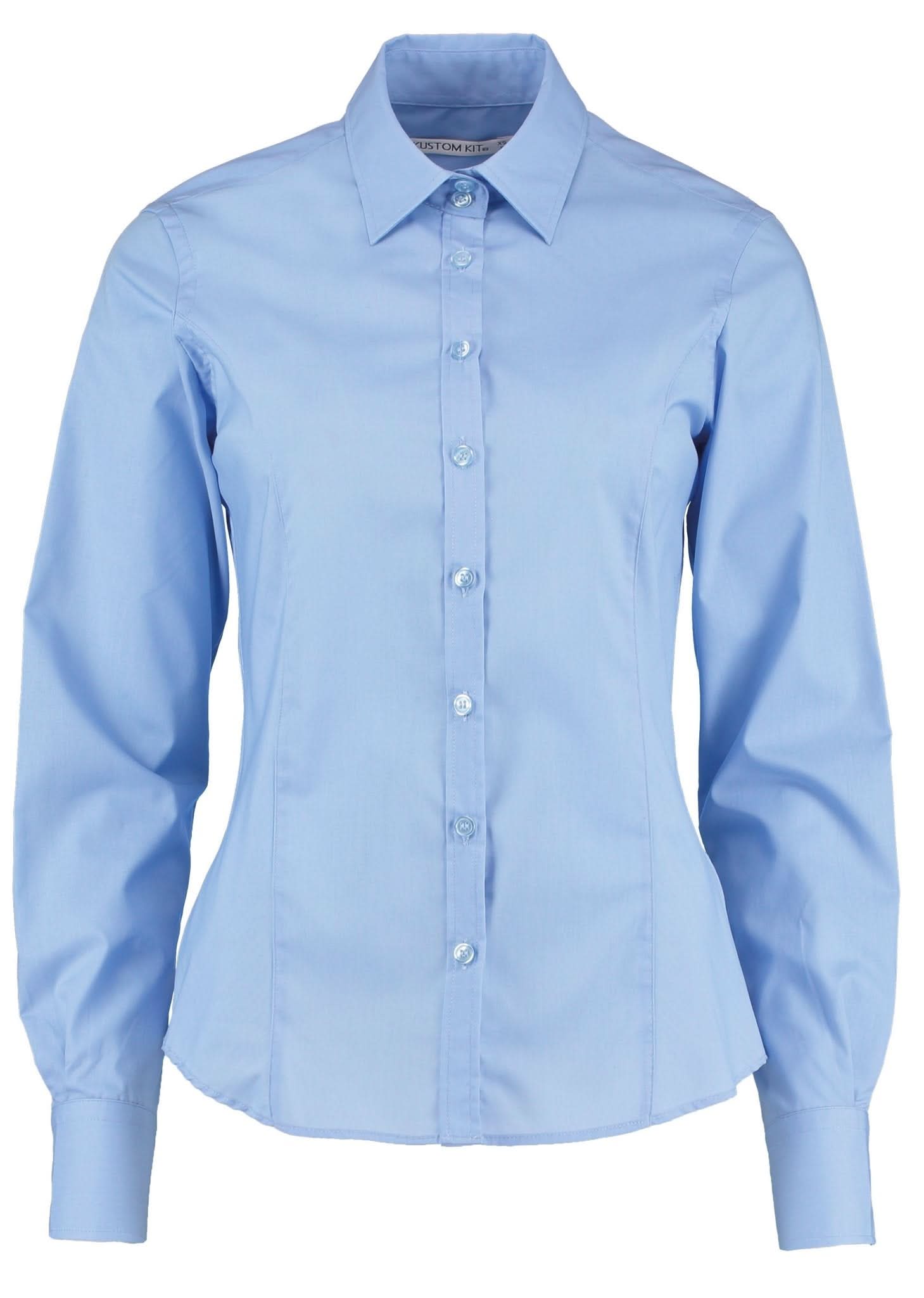 K743F: Ladies Long Sleeve Shirt Womens Long Sleeve Shirts Kustom Kit Light Blue 6