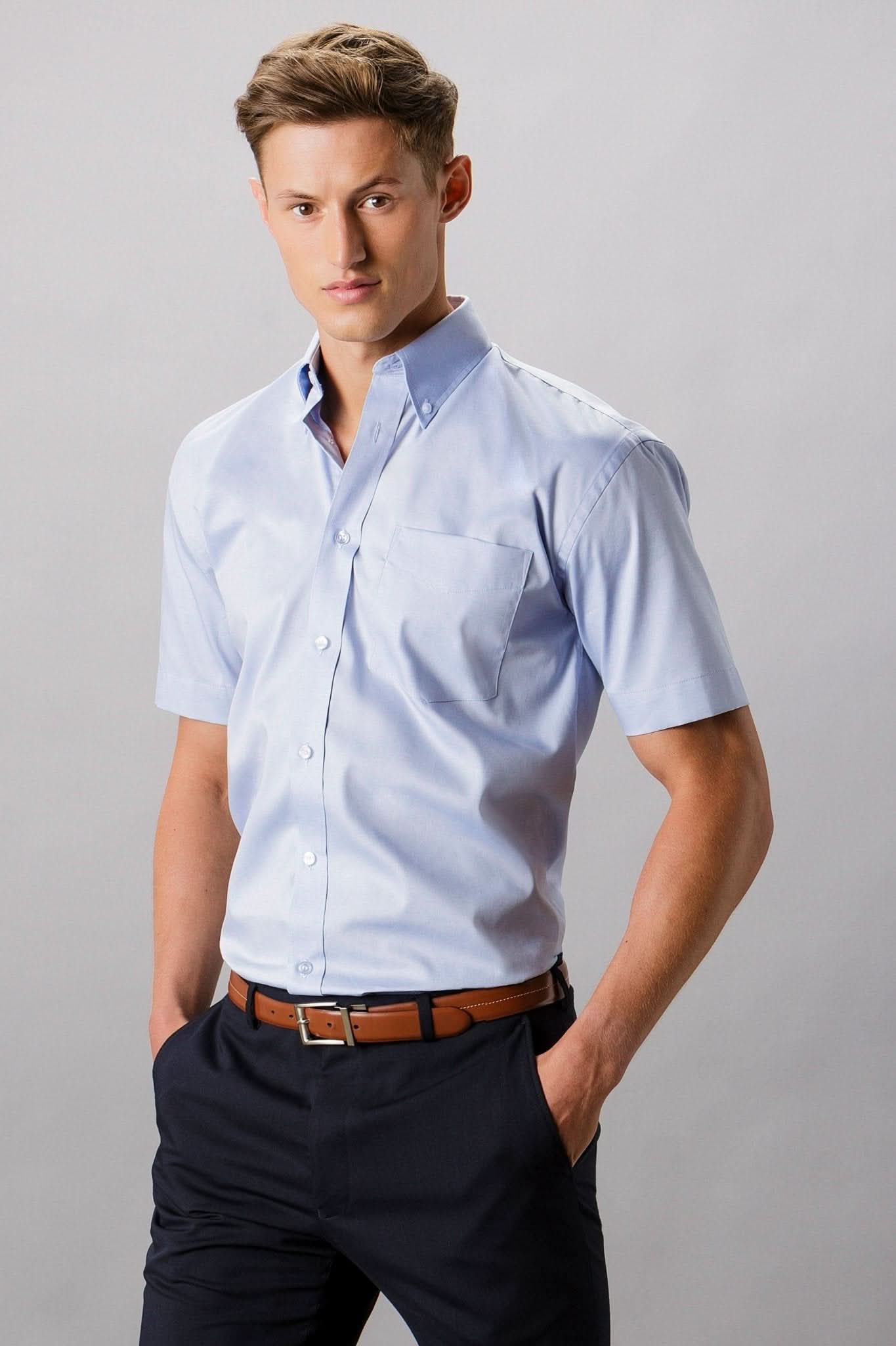 KK109: Men Short Sleeve Oxford Shirt Mens Short Sleeve Shirts Kustom Kit