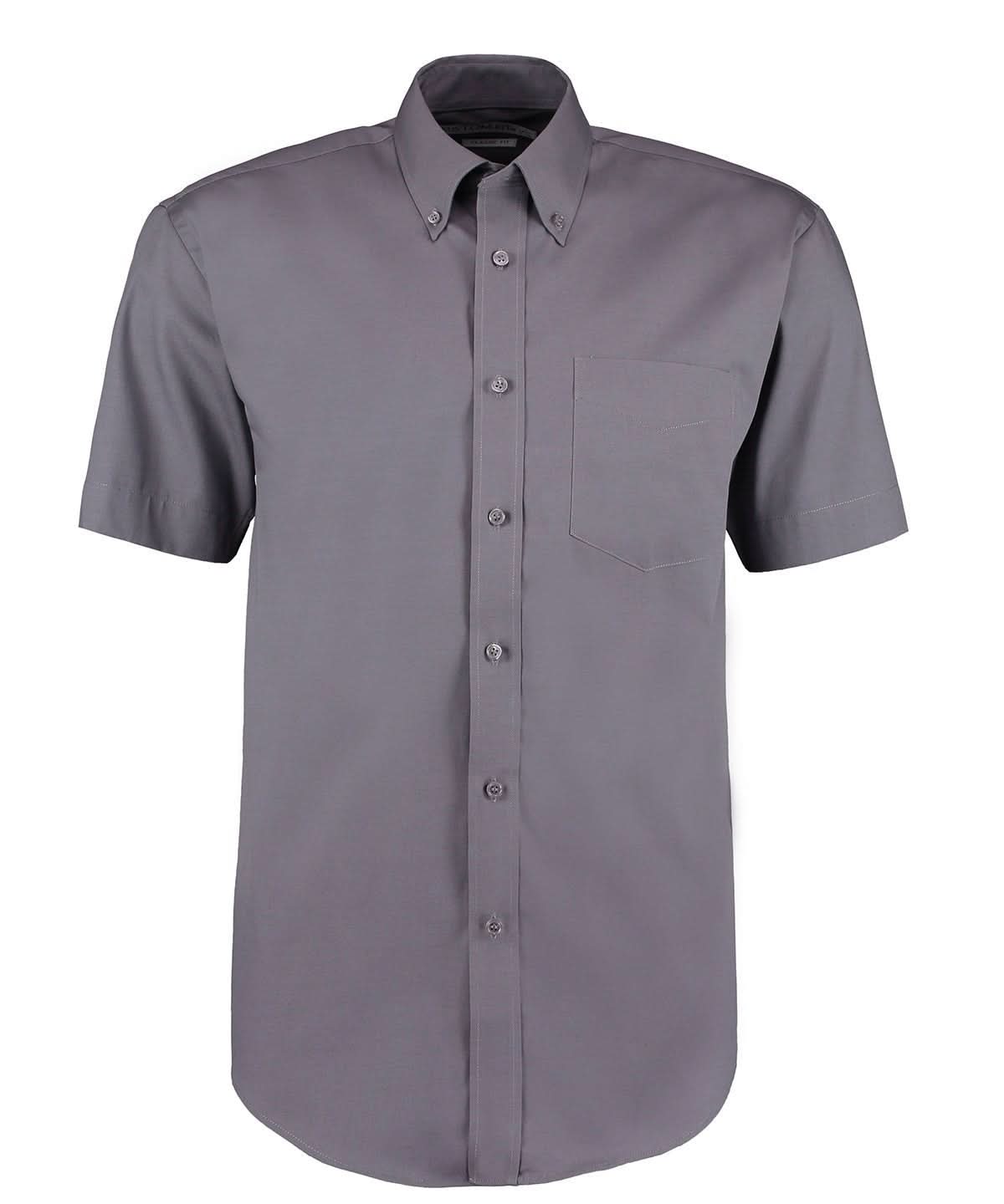KK109: Men Short Sleeve Oxford Shirt Mens Short Sleeve Shirts Kustom Kit Charcoal 14.5