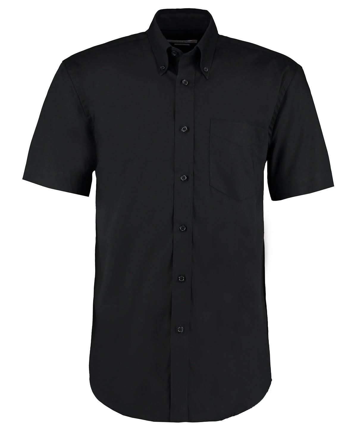 KK109: Men Short Sleeve Oxford Shirt Mens Short Sleeve Shirts Kustom Kit Black 14.5