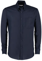 KK184: Mens Slim Fit Oxford Shirt Mens Long Sleeve Shirts Kustom Kit Navy 14"