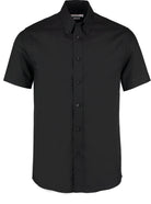KK187: Short Premium Oxford Shirt Mens Short Sleeve Shirts Kustom Kit Black 14.5"