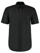KK350: Mens Oxford Shirt Mens Short Sleeve Shirts Kustom Kit Black 14.5"