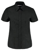 KK360: Ladies Oxford Shirt Womens Short Sleeve Shirts Kustom Kit Black 8