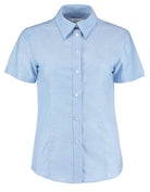 KK360: Ladies Oxford Shirt Womens Short Sleeve Shirts Kustom Kit Light Blue 6