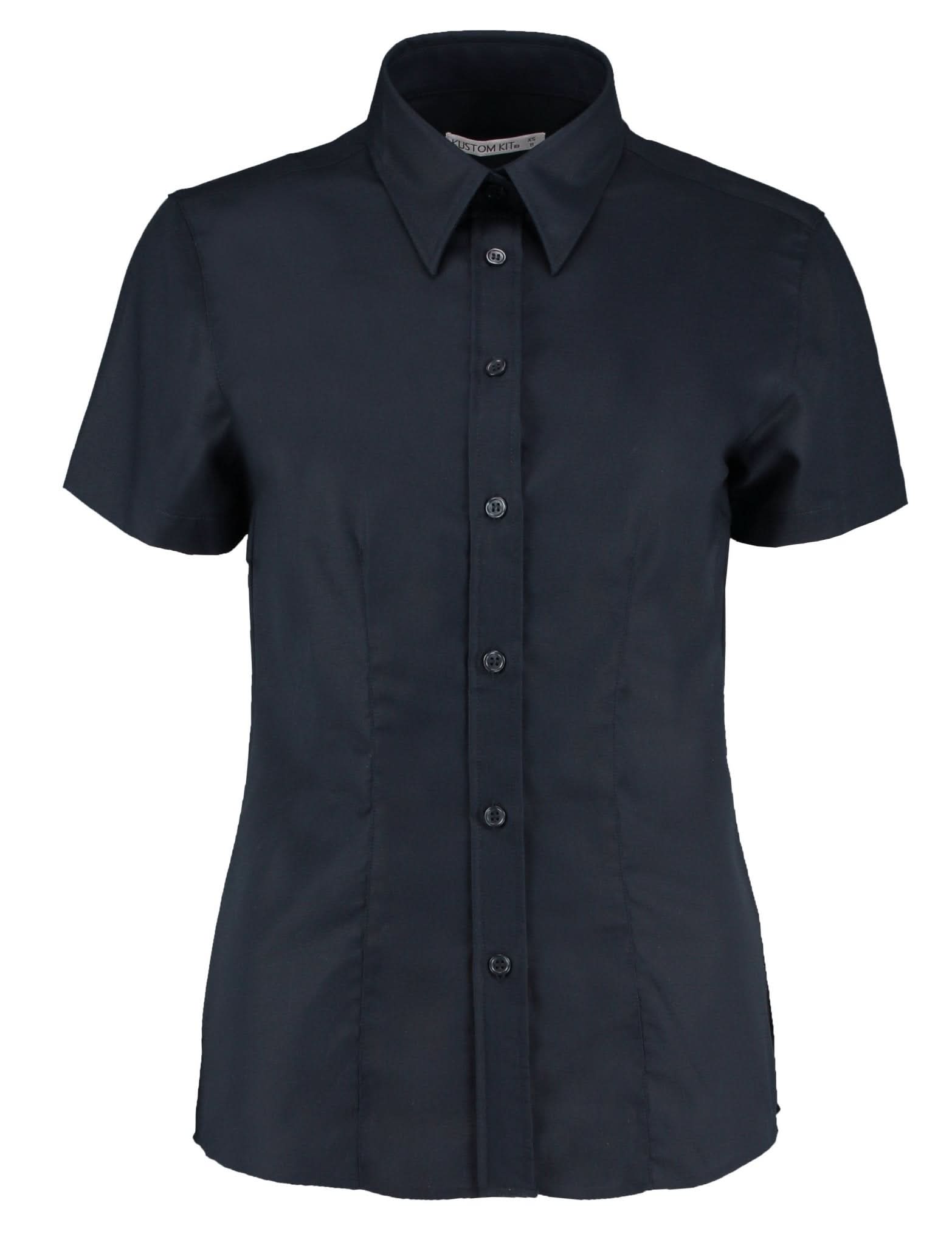 KK360: Ladies Oxford Shirt Womens Short Sleeve Shirts Kustom Kit French Navy 8