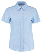 KK360: Ladies Oxford Shirt Womens Short Sleeve Shirts Kustom Kit Light Blue 6